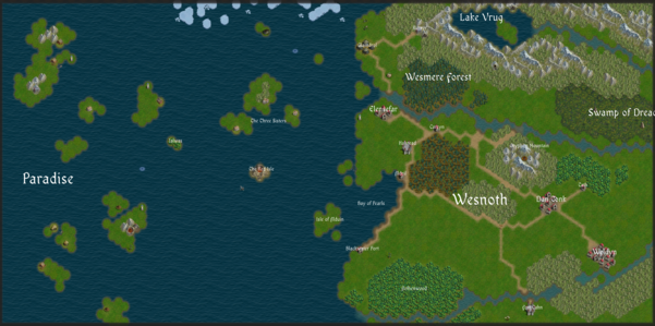 world map for the wesnoth campaign The Paradise Trap